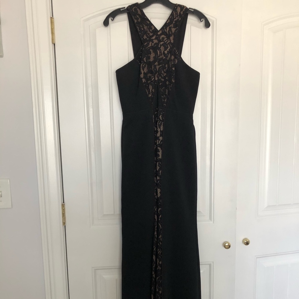 BCBG MAXAZRIA Long black dress/gown with nude lace